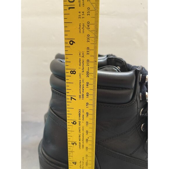 Zara Grunge Goth Bikercore black platform stack-heeled lace-up combat boots 39 8 - Picture 5 of 12